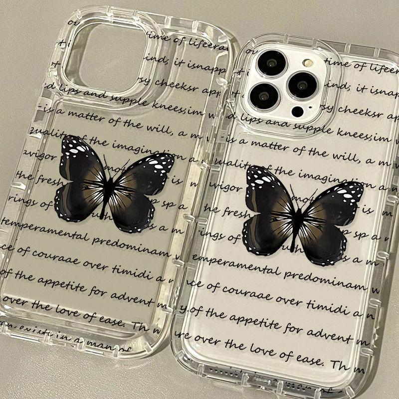 Black Retro Butterfly for Iphone17promax Phone Case 13 Apple 16/14 Pro Case 15