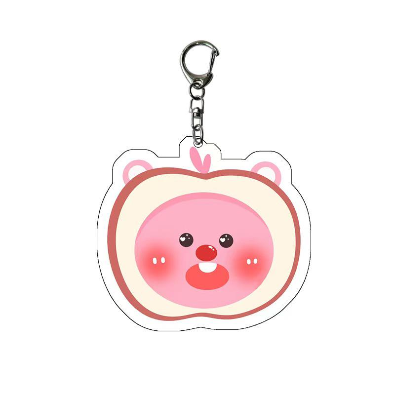 

Cartoon Beaver Keychain: Cute Ruby Fruit Bag Pendant