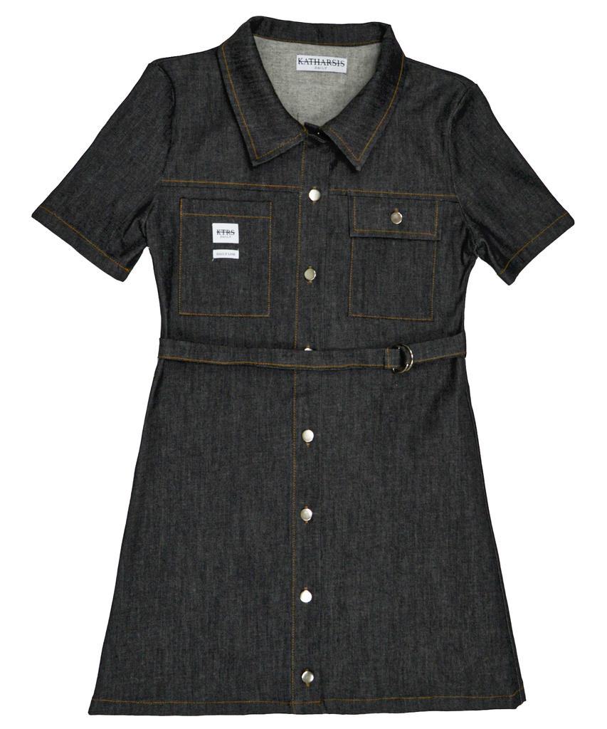 KATHARSIS Daily Denim Mini Dress Black Denim _S M