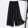 Women Pants Elastic Waist Solid Color Wide Leg Double Layers Loose Daily Wear Pleated Plus Size Lady Culottes Female Clothes