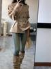 Trench da Donna Petite Khaki Francese - Cintura in Vita, Snellente, di Alta Gamma, Casual per l'Autunno.