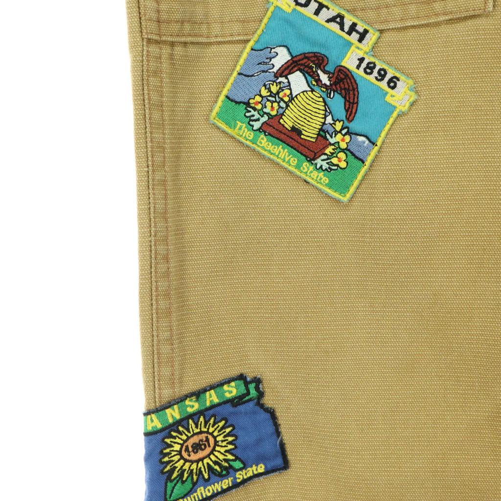 DILLO Made In the USA, Duck Canvas Fabric Animal Pattern Patch Cotton Pants Men's Used
