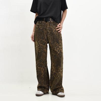 Jeans Y2k de Estampado Leopardo para Mujer, Pantalones Vaqueros de Pierna Ancha Oversized, Ropa de Calle Hip Hop Vintage Sueltos Baggy de Diseño