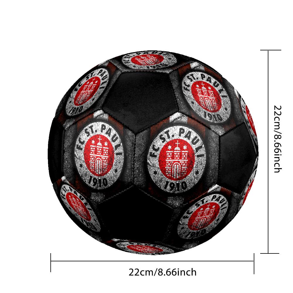 St. Pallone da Calcio a 5 Pauli FC Colorato Cucito a Macchina PVC Misura 5 Pronto per Allenamento di Squadra e Competizione Durevole Rimbalzo Elevato Fantastico Regalo Sportivo
