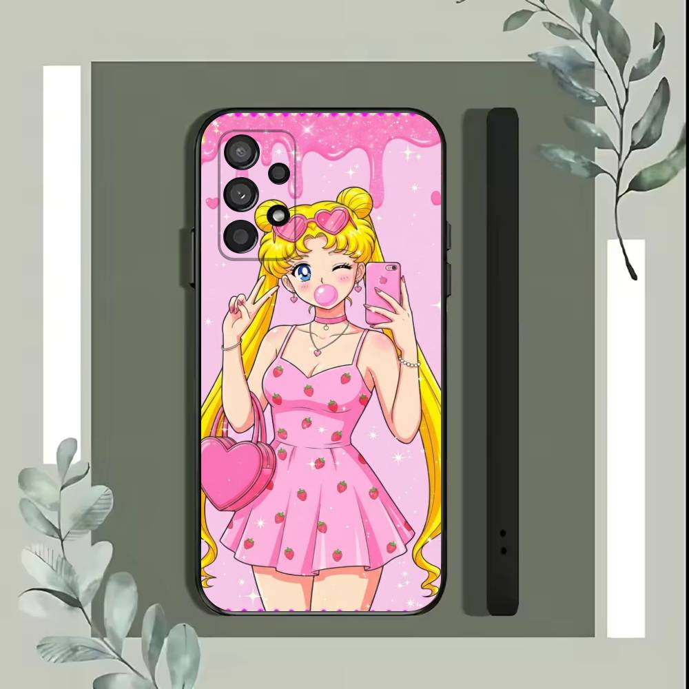 Cartoon S-Sailor M-Moons Phone Case For Samsung S25,S24,S21,S22,S23,S30,Ultra,S20,Plus,Fe,Lite,5G Black Cover