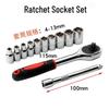 12-Piece Chrome Vanadium Steel Socket Wrench Set with Extension Bar and Ratchet