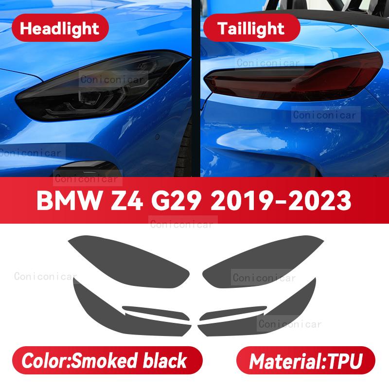 For BMW Z4 G29 2019-2023 2022 Car Headlight Smoked Black TPU Protective Film Front Light Tint Change Color Sticker Accessories