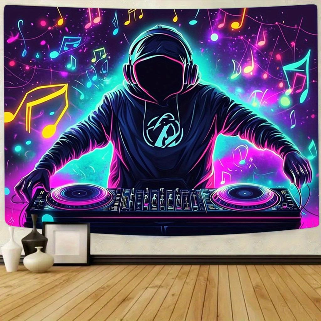 1 DJ Music Backdrop Banner - Vibrant Party Decor With DJ Colorful Music Lights - For Birthday Anniversary Wedding Indoor/ Party Party DJ