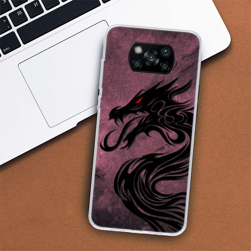 Japanese Dark Dragon Tattoo Phone Case For Xiaomi Poco X3 GT X4 NFC M4 Pro M3 M2 F3 F2 F1 Mi Note 10 A3 A2 Lite A1 CC9E Fundas