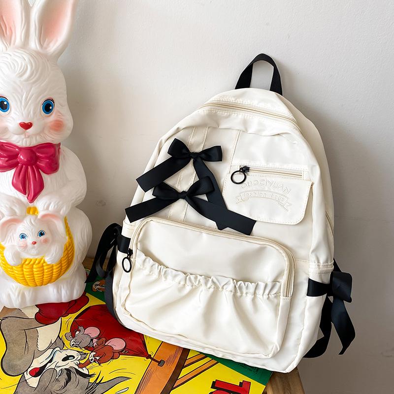 

Японский аниме стиль милый цветной блок бант плиссированный рюкзак для студентки софт-герл Backpack белый