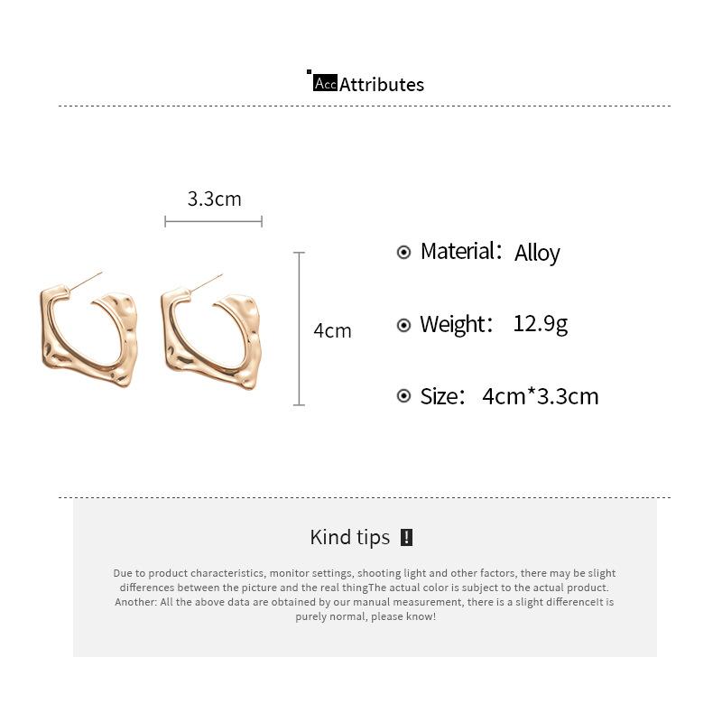 Metallic irregular geometric rhombus silver needle earrings niche high-end personalized simple earrings women