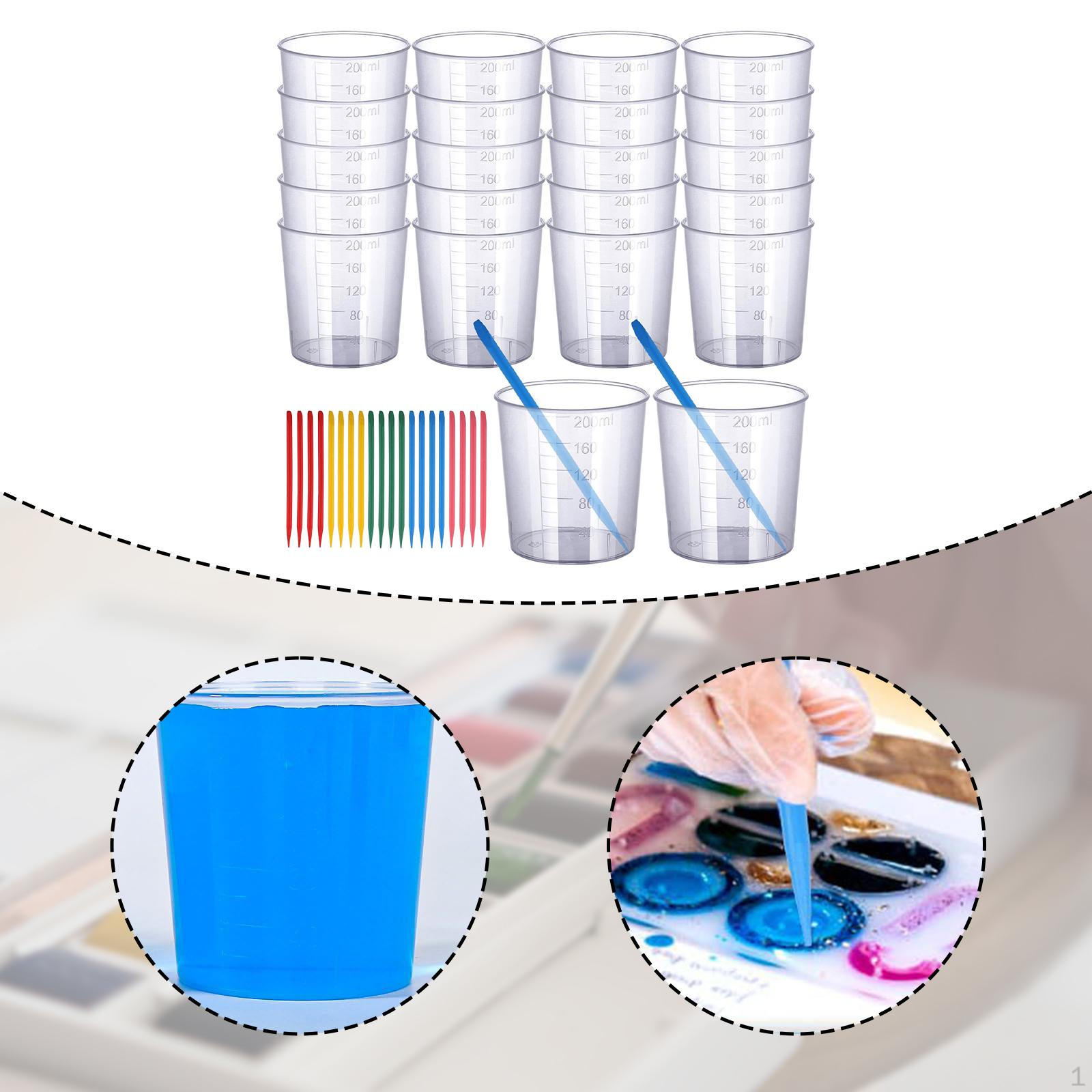 

Epoxy Measuring Cup Kit, Mixing Cups, Craft Supplies, Stirring Sticks, Pointed Sticks for Cosmetics, 200ml Mixing Cups