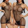 See-through Lingerie Nightdress Fishnet Sleeveless Dress Halter Erotic