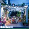2 Pack Solar String Lights Outdoor Waterproof, Each 33FT 100 LED Solar Fairy Lights Outdoor, 8 Modes White Christmas Light for Outside Garden