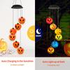 Solar-Powered Halloween Pumpkin Wind Chimes with Colorful LED Lights Angry Pumpkin Hanging Decor for Garden Porch Patio Windows
