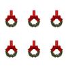 Indoor Mini Holiday Wreath with Fabric Bow for Window Hanging Plastic Material Rustic Style Seasonal Decoration