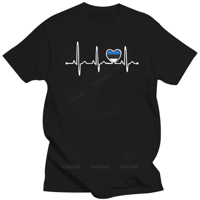 Brand casual tee-shirt Printed Estonia Country Flag Heartbeat Pride Tshirt Letters Classic Basic Solid Novelty Boy Girl T Shirts