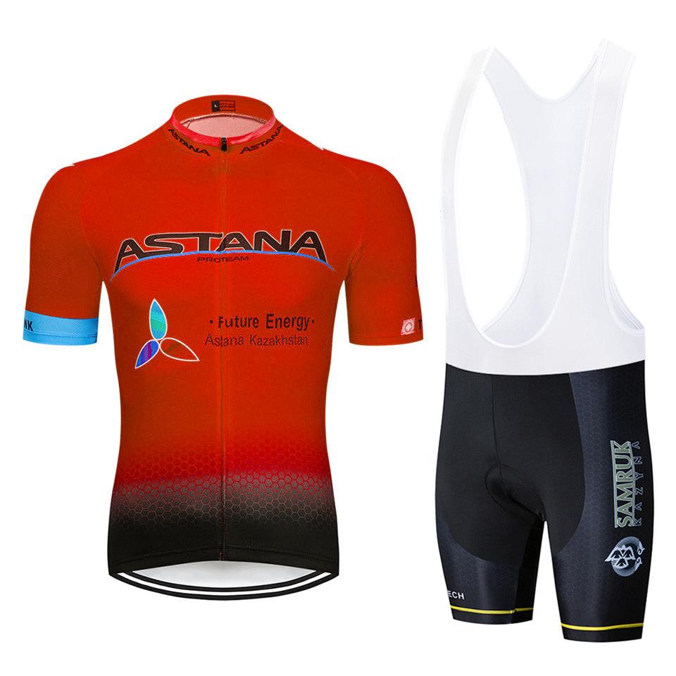 Tuta Estiva da Ciclismo Astana Set Manica Corta Astana Traspirante Sudore Attrezzatura per Tuta da Ciclismo