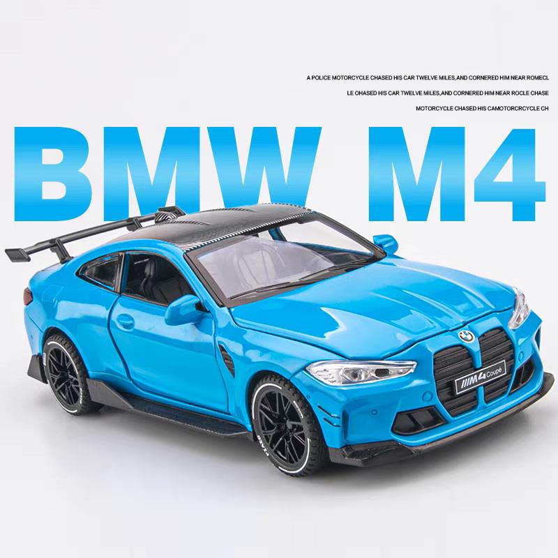 BMW M4 Coupe M Power Simulation Diecast & Toy Vehicles Sounds & Light Pull Back Car 1:32 Alloy Model Birthday Gifts
