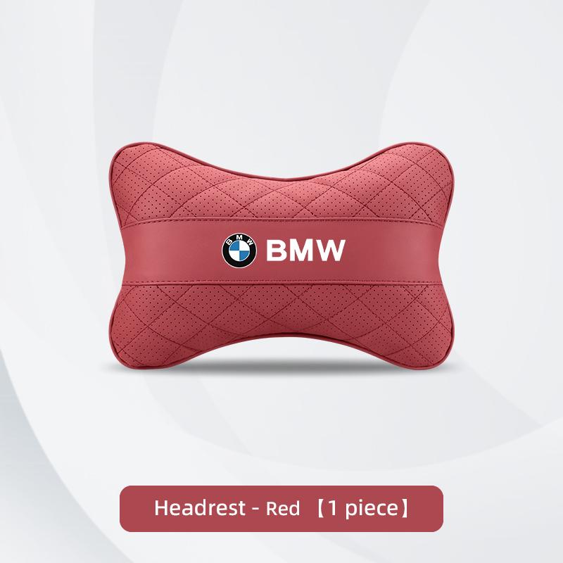 LLIT4 Car Seat Neck Pillow Leather Memory Cotton Headrest For BMW F30 F10 E90 F20 E46 E60 E70 E39 Car Interior Head Support Keychain