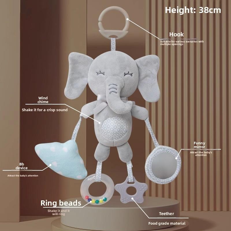 Baby Plush Animal Hanging Toy With Bell For Crib Nursery Decor