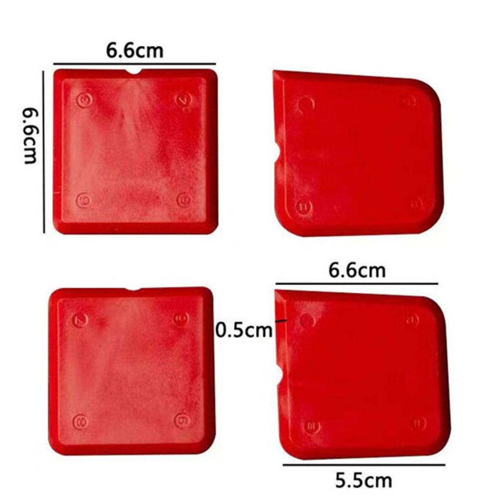 4Pcs Caulking Tools 3-in-1 Silicone Caulking Tools Set Glass Glue Angle Scraper,Caulk Remover Scratching Board Red Multifunction