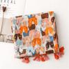 Bohemian Cat Pattern Tassel Scarf Long Animal Print Scarves Elegant Ethnic Style Wrap  Female