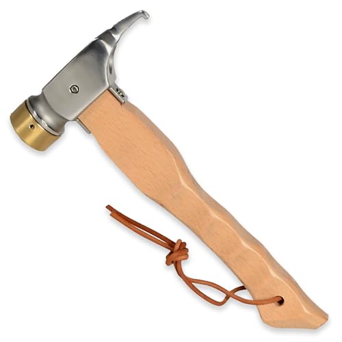 

ElevenHeart Peg Hammer, Wooden, Beechwood, with Naguri-finished Handle, Compact, for Outdoor Tent Peg Driving (Brass Head, Long)
