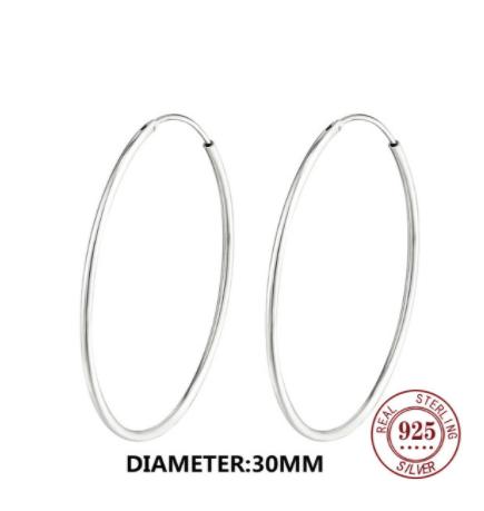 925 Sterling Silver Big Circle Stud Earrings for Women New Fashion Exaggerated Party Jewelry Gifts Prevent Allergy