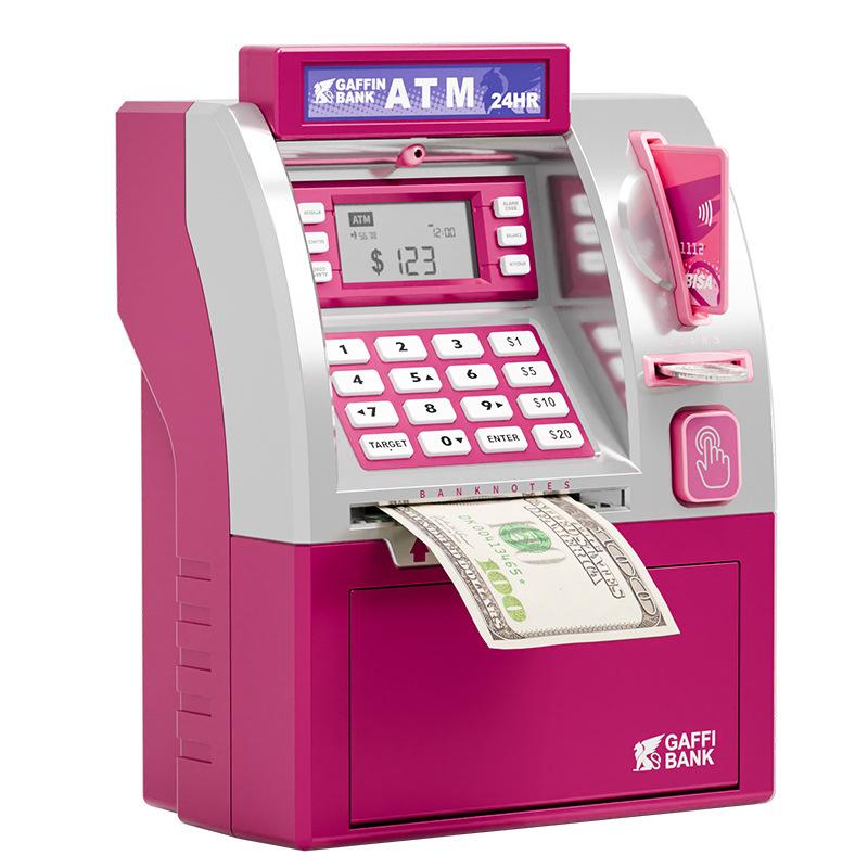 Children ATM Automatic Deposit Teller Machine Toy Smart Password Swipe Card Saving Box Kids Electronic Piggy Bank Christmas Gift