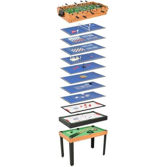 VidaXL Multiple Game Table 15 In 1 Chess Checkers Backgammon Shuffleboard Hockey Curling Bowling Billiards Football Game Room 91944