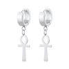 Drop Cross Earring Mens Egyptian Ankh Michael Hang Dangle Earrings Black Stainless Steel Male Punk Jewelry