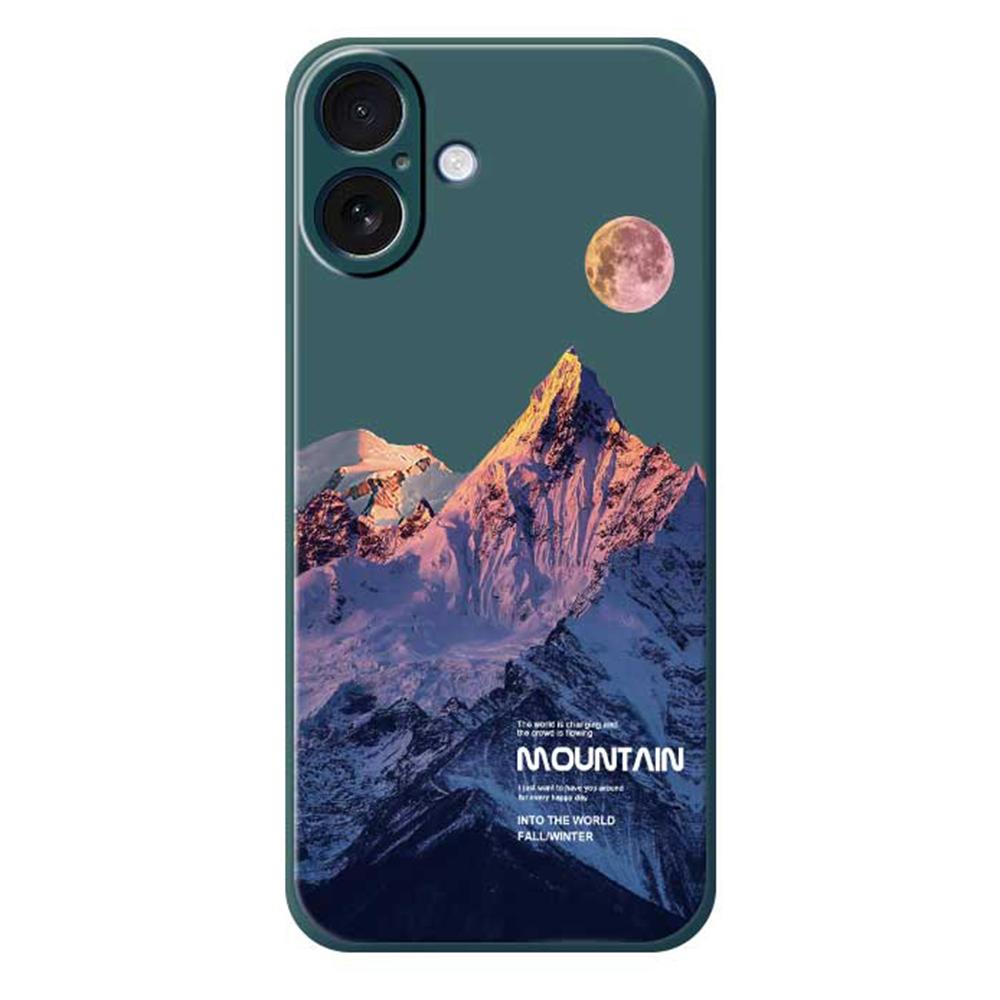 

For iPhone 17 Case Blue Snow Mountain Pattern Printing Straight Edge TPU Phone Back Cover B