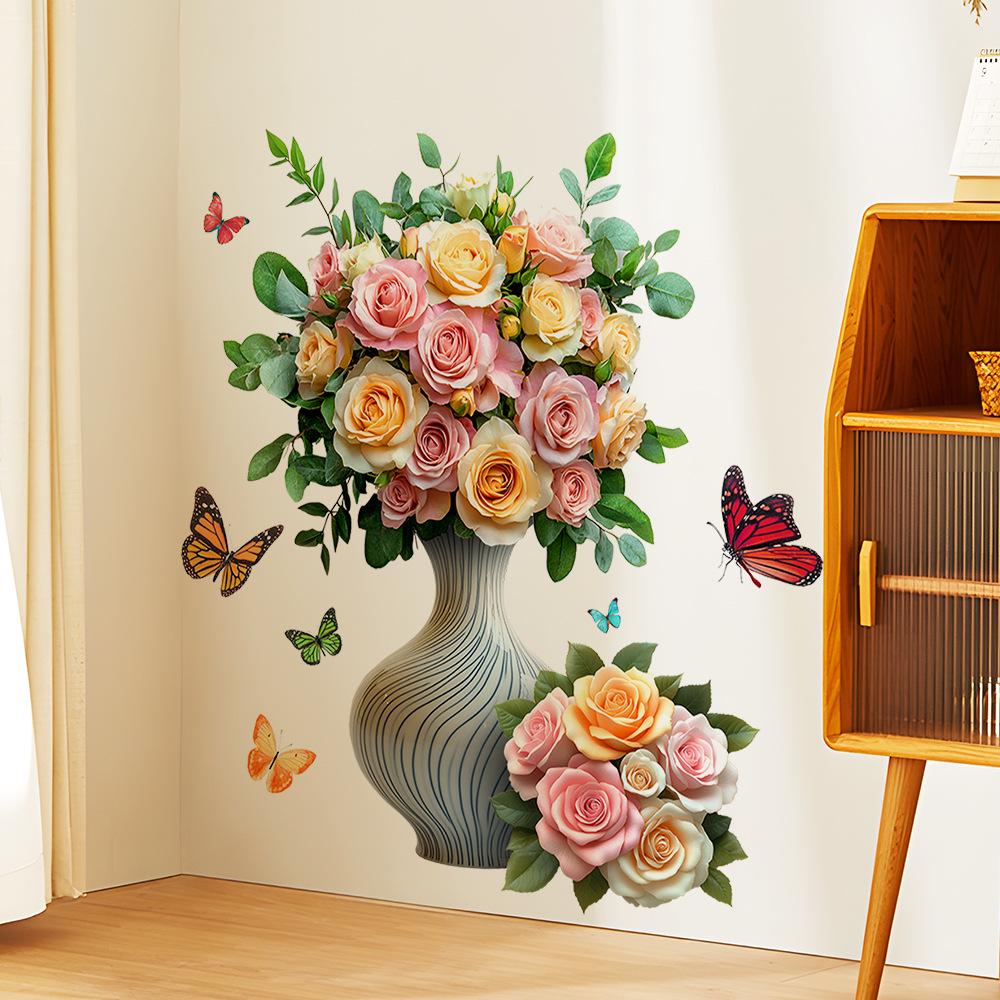 3D Simulation Vase Bedroom Room Wall Stickers Decal Home Living Room Decoration