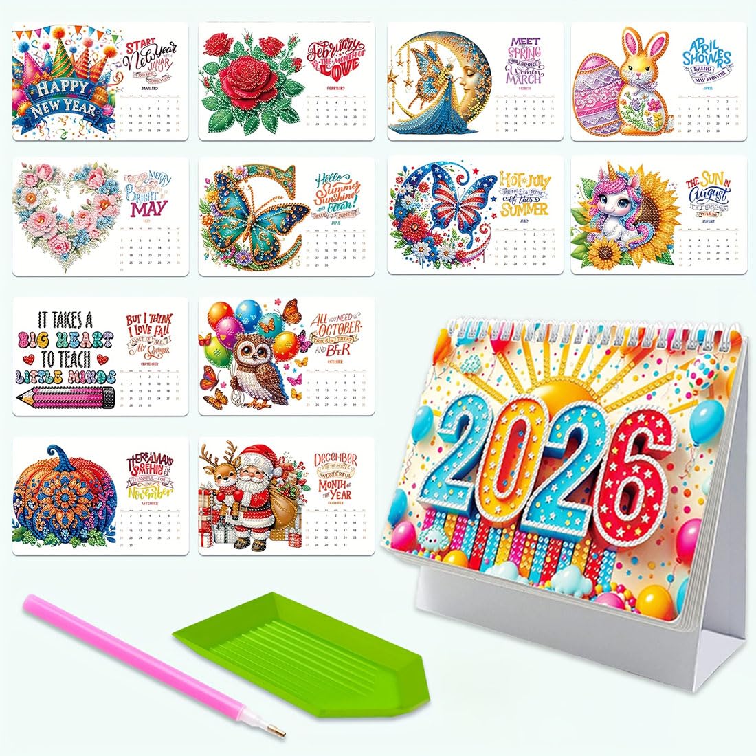 

LEADINTOP DIY Diamond Art Calendar Santa Claus Diamond Mosaic Bead with New Home January Start Set, Theme, Painting, Art, Art, Tools, Year s Gift,