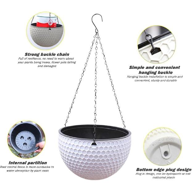Hanging Planter & Baskets, Hanging Pots for Plants Indoor, 2PCS 6.5" Self Watering Hanging Planter, Hydroponics/Soil Culture Hanging Flower Pot with