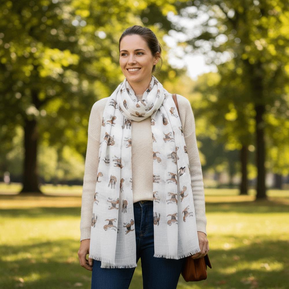 with Frayed Hem Animal Scarf Polyester Puppy Shawl Wrap New Design Dog Print Scarf