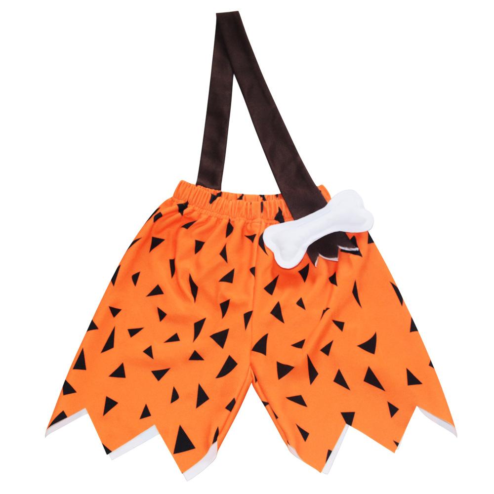 Fred Flintstone Kids Costume Set Halloween Role Play Shorts Outfit Orange