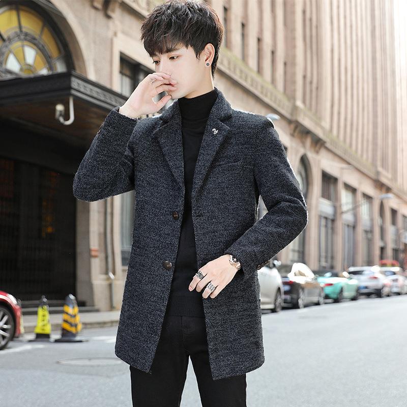 Herren Wollmantel Mittel und Lang Trenchcoat Herren Trend Übergröße Freizeitjacke Slim Fit Übergröße Herrenbekleidung