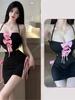 Dress Bow strap tight fitting cute and sexy hip hugging skirt Green dress Party dress dresses women lingerie set fetish Sex shop