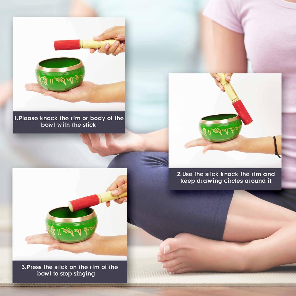 IBA Indianbeautifulart Tibetan Singing Bowl Musical Instrument For Meditation W Stick & Cushion