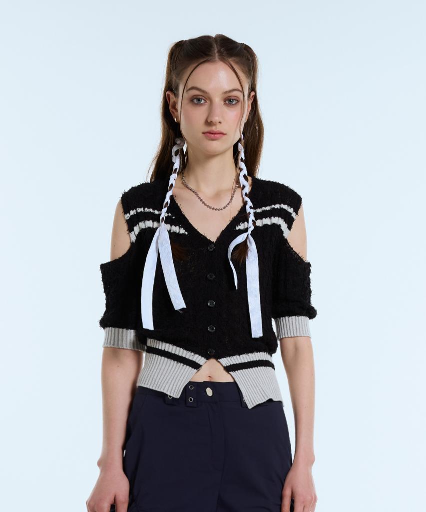 LARTIGENT L11 Off Shoulder Knit(Black)
