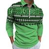 Herren Neues Reißverschluss Lässig Slim Herren Slim Afrikanischer Stil Digitaldruck Langarm Poloshirt