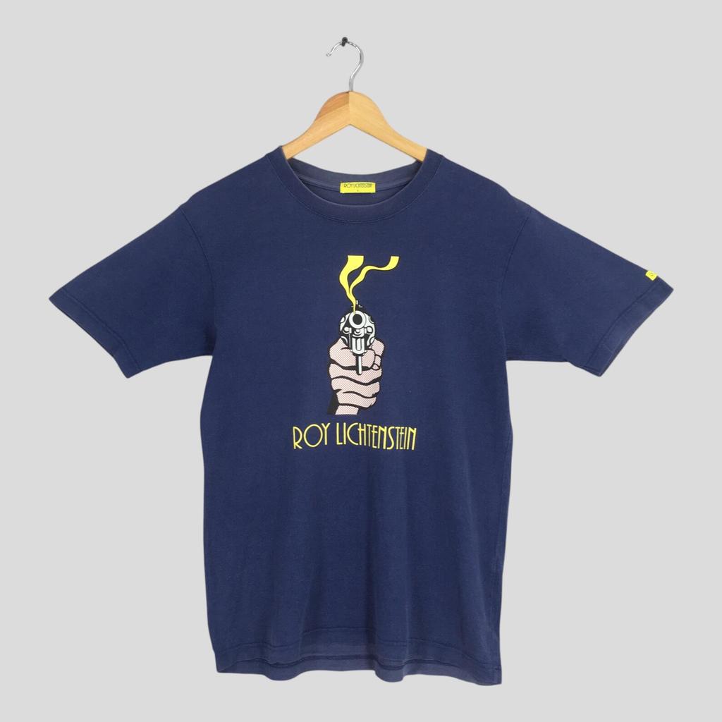 Vintage Roy Lichtenstein The Gun In America Art T shirt Large Pop Art Abstract Roy Lichtenstein Artwork Revolver Gun Streetwear Tees Size L