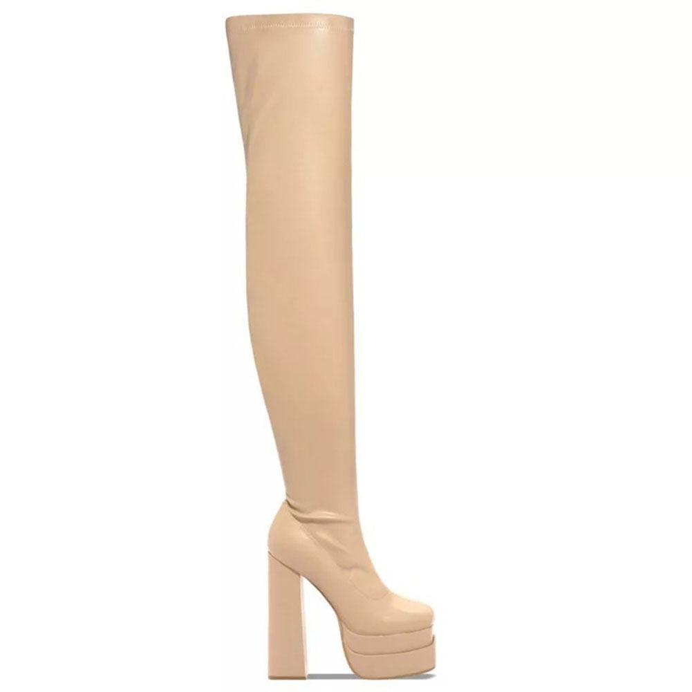 Fashion Double Platform Super High Heels Women Over the Knee High Boots Elegant Sexy Comfy Warm Women Shoes Winter Boots