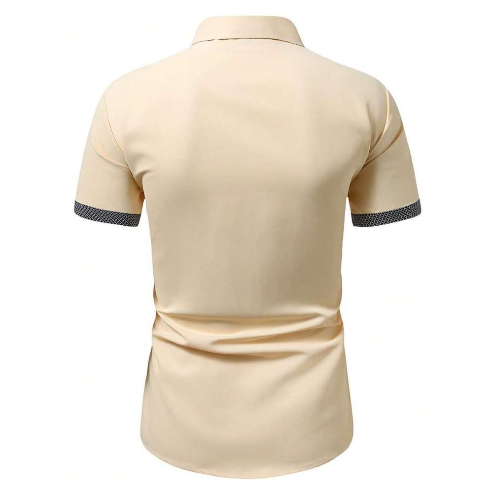 Camicia a maniche corte color block da uomo Primavera Estate Camicie casual da uomo Stile semplice Top 100% Poliestere