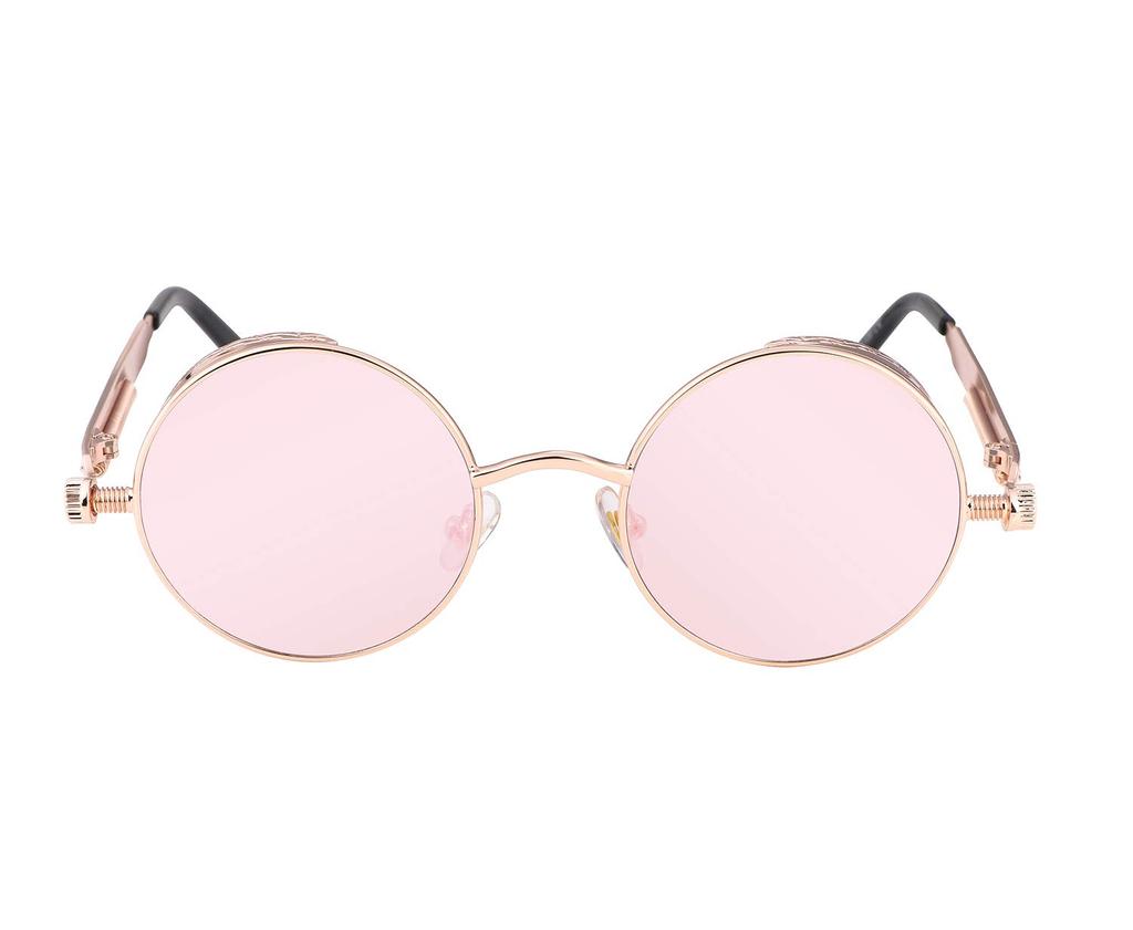 FEISEDY Retro Steampunk Style Punk Metal Round Sunglasses for Men and B1857 Sunglasses, Women, Unisex,