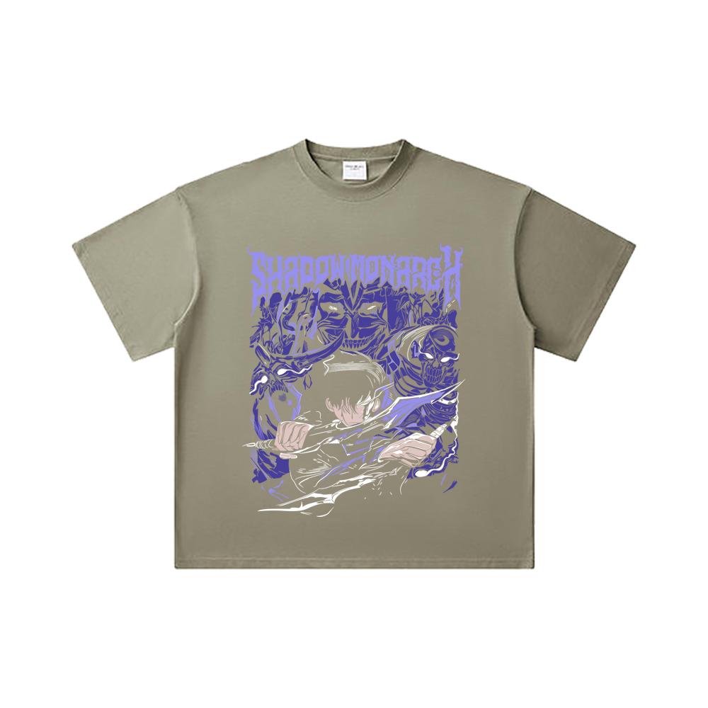 260 GSM Double Yarn 32 Count 100% Cotton Solo Leveling V19 Print Unisex Heavy Cotton T Shirt