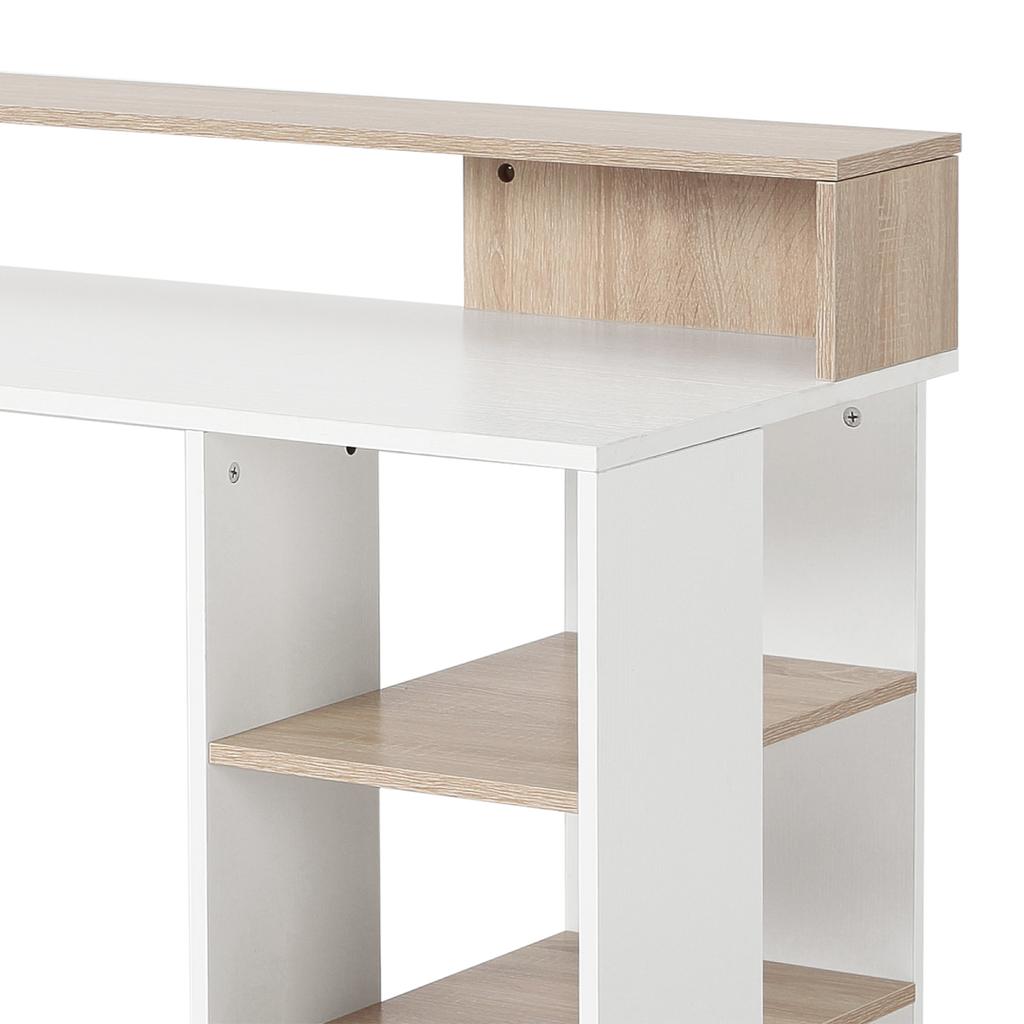 Computer Desk with 2 Drawers, Desk with Storage, 137 x 55 x 92 cm, Open Shelves and Shelf