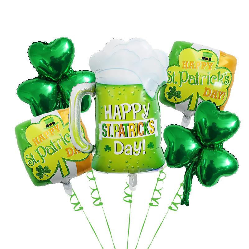 

Ireland St. Patrick s Day Clover Lucky Aluminum Film Balloon Festival Party Decoration Venue Layout Clover Balloon Bundle